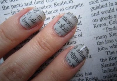 Back To School Nail Art : EASY Nail Art With Newspaper!