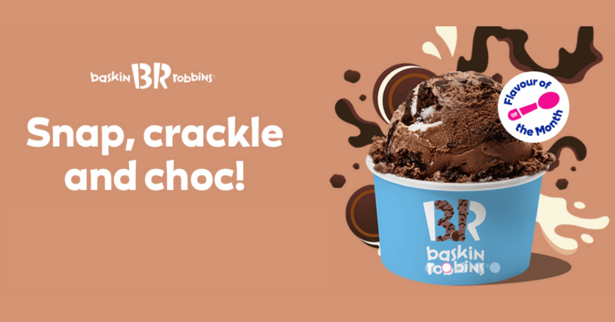 Baskin Robbins - Buy one, Get one Free Chocolate Cookie Crackle 1 Scoop Waffle Cones