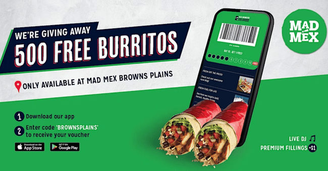 Get your FREE Burrito from Mad Mex