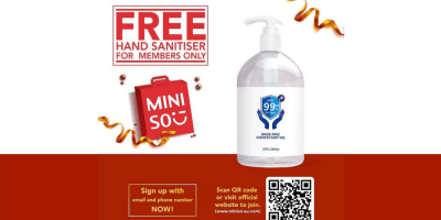 Free 500ml hand sanitizers from Miniso Australia