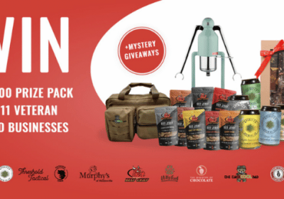Win a $2000 prize pack from 11 Veteran Owned Businesses (Espresso Maker, chocolate...)