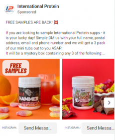 Free Samples of Protein supps by International Protein