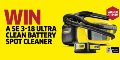 Win a Kärcher SE 3-18 Ultra Clean Battery Spot Cleaner Worth $499