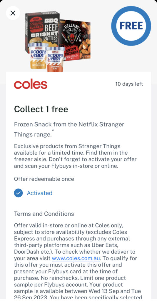 Free Frozen Snack from the Netflix Stranger Things Range at Coles