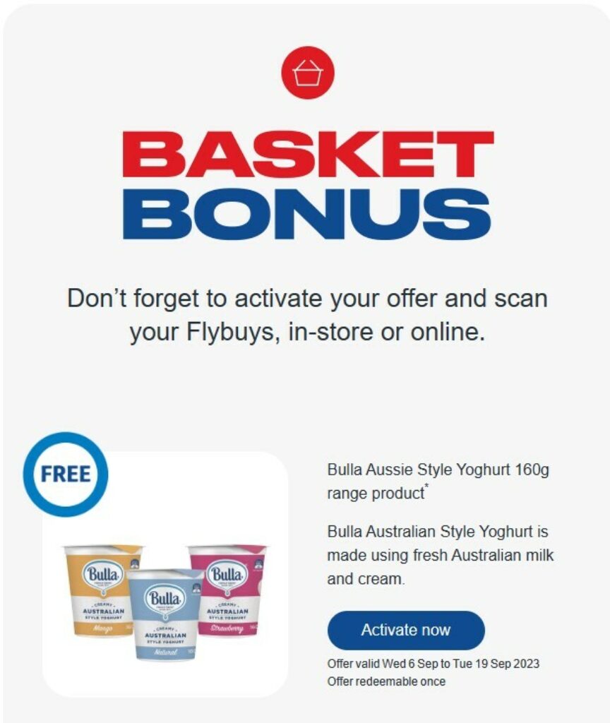 Free Bulla Aussie Style Yoghurt 160g at Coles @ Flybuys (Activation Required)